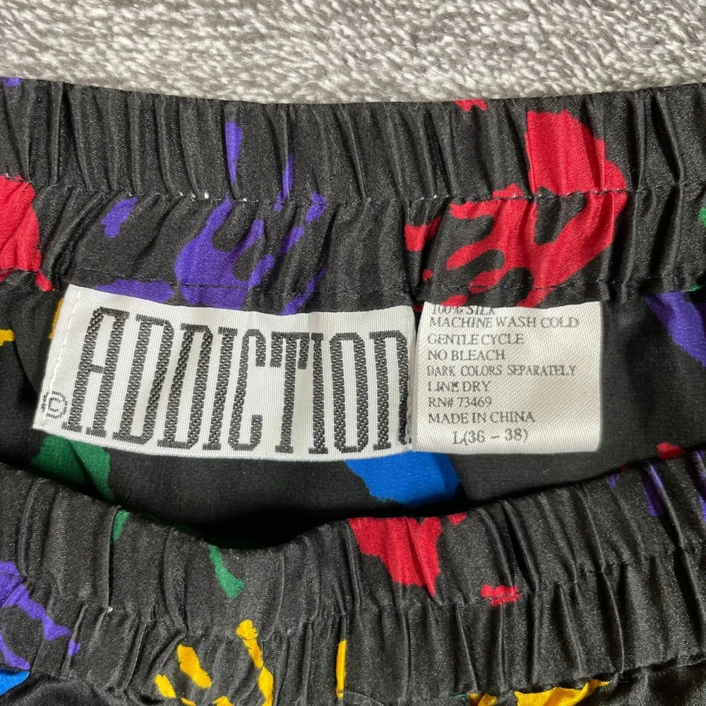 Addiction Boxer Shorts Mens L 100% Silk Black Handprint Novelty Don't Go There